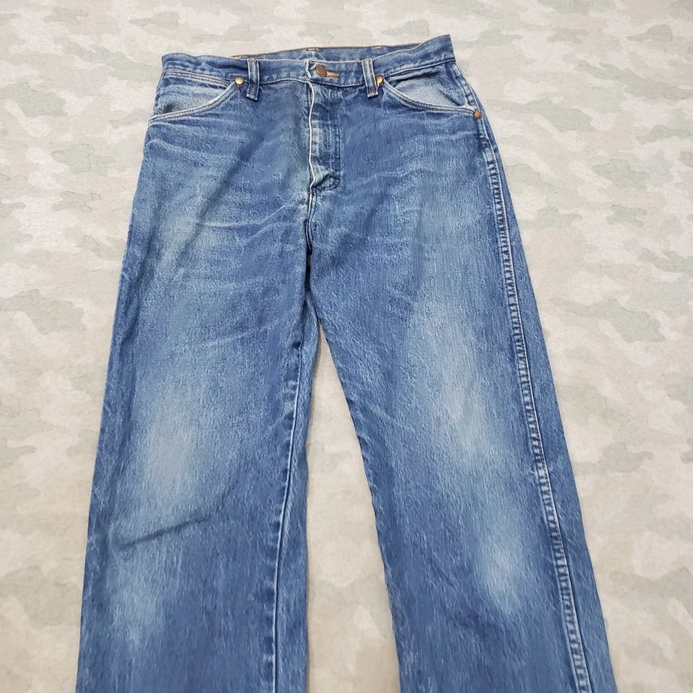 Vintage Wrangler 13MWZ Jeans Mens 32x34 Blue 13MWZ Whiskered Cowboy Cut Western